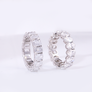 Anillo de Eternidad Completo con Corte Esmeralda, Unisex, de Lujo, 14K, VVS1, con Diamantes Cultivados en Laboratorio, para Hombre y Mujer, <span class=keywords><strong>Regalo</strong></span> para Bodas y Fiestas - Product Image 5