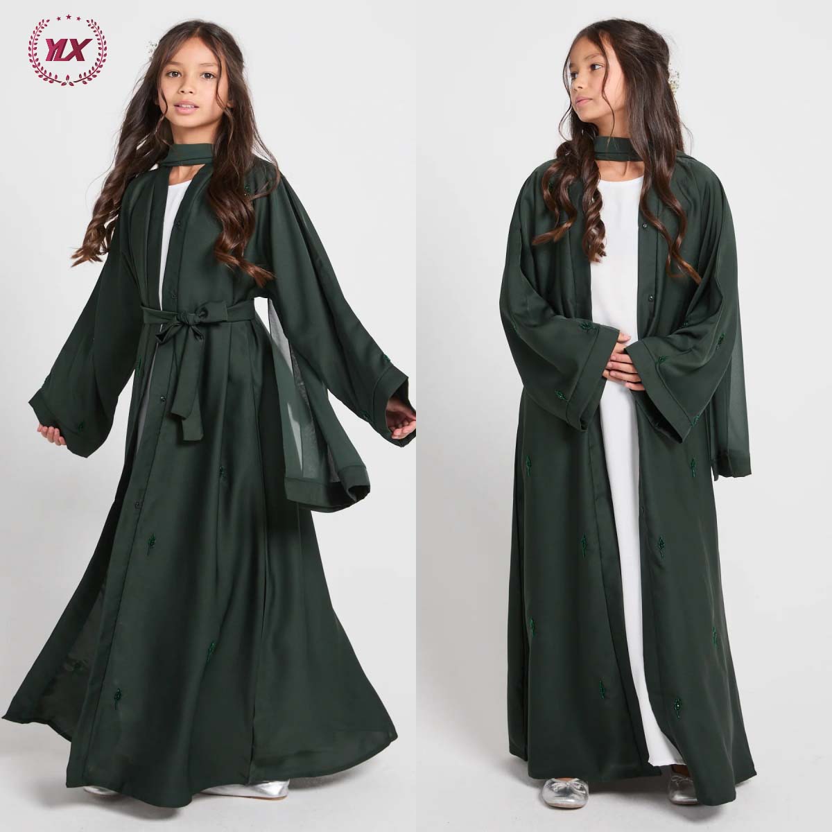 Emerald Green Hijab Dress - Chiffon Modest Abaya Style Emerald Green Hijab Dress - Chiffon Modest Abaya Style