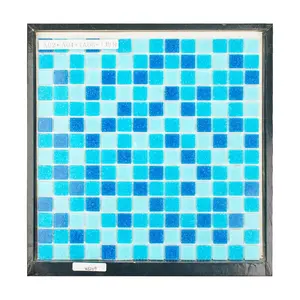 Carrelage mural de piscine en verre solide, 55 cm, blanc, bleu, mélange de bleu, frais, carrelage de sol