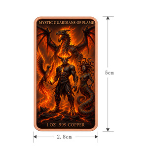 Barres de cuivre de 1 once .999 personnalisées représentant des créatures mythiques de feu, pour collectionneurs - Product Image 6