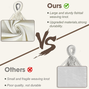 <span class=keywords><strong>Hamac</strong></span> double macramé d'arrière-cour avec pompons en tissu de toile de coton de style bohème - Product Image 4