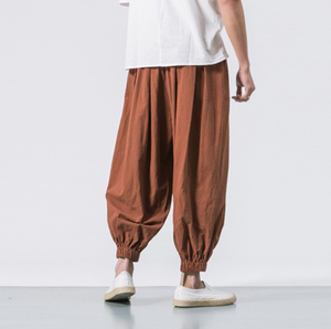 سروال رجالي من الحرير الجليدي من Chinoiserie بنطلون فضفاض واسع للرجال بنطال ضيق فضفاض بنطال ضيق كاجوال ملابس الشارع - Product Image 6