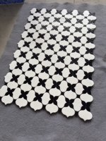 Mosaïque en marbre blanc et noir poli, pierre naturelle, design pour salle de bain, cuisine, salon, sol