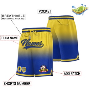 Short de basket-ball brodé personnalisé de la meilleure qualité, imprimé dégradé avec numéro de logo, short de sport vierge de la meilleure qualité - Product Image 2