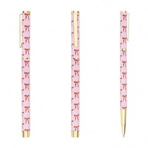 Stylos à bille roses avec nœud, magnifiques stylos roller en métal multicolores avec impression intégrale par transfert thermique, coffret cadeau d'entreprise - Product Image 3