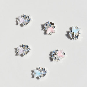 Pendentif Papillon en Alliage Effet Goutte Rose Bleu Violet, Strass à Dos Plat Scintillant pour Ongles, pour Accessoires de Bijoux DIY - Product Image 1