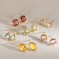 Boucles d'oreilles clous J&D Jewelry en acier inoxydable plaqué or 18 carats, serties pavé, multicolores, multiformes, en verre écaille de tortue, cadeaux pour femmes