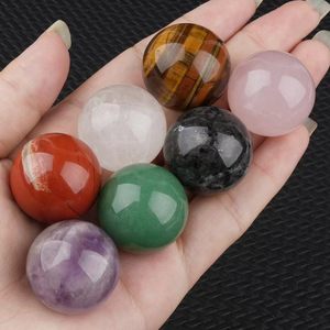Perles rondes sans trou de 25 mm en cristal naturel, pierre de guérison, perles en vrac pour accessoires de bricolage et incrustation - Prix de gros - Product Image 3