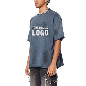 T-shirts pour hommes décontractés à épaules tombantes, manches courtes, surdimensionnés, de haute qualité, lavés, vintage, amples, sportifs, vente chaude - Product Image 4