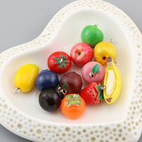 Aksesoris Dekoratif DIY Musim Panas Manna Miniatur Resin Mini 3D Buah-Buahan - Blueberry, Strawberry, Apel