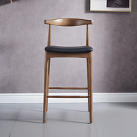Chaise haute en bois massif avec dossier pour bar et cuisine Tabourets hauts modernes en noyer et meubles de chaise de restaurant