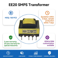 Transformateur EE20 horizontal 20W compact à haute efficacité, faible bruit, stable, basse tension, transformateur élévateur, transformateur LED EE