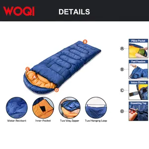 WOQI sac de couchage léger et petit avec trous de bras, adapté à la randonnée par temps froid