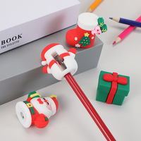 Taille-crayon en PVC souple pour enfants, forme mini mignonne en époxy, marque YJ, Noël, nouveau, Père Noël, chaussette, chapeau, arbre, boîte cadeau