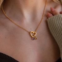 Collier chaîne Rolo avec fermoir mousqueton cœur personnalisé, en acier inoxydable 316L plaqué or PVD 18K, étanche et inaltérable, bijoux de Noël