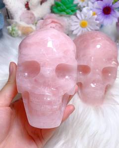 Grosir kristal alami mawar tengkorak kuarsa kepala ukiran tangan diukir tengkorak kerajinan kristal untuk dekorasi - Product Image 3
