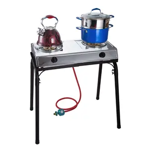 2023 Top Sale Stainless Steel Portable Propane lpg Stove Gas Double 2 Burner Cook top