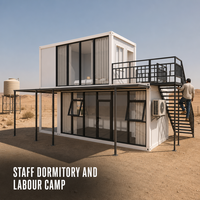 Maison conteneur à deux étages avec mur-rideau en verre, démontable, haute isolation, moderne, pour bâtiment commercial polyvalent, hôtel, parc