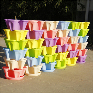 Pot de fleurs vertical empilable en plastique d'intérieur avec plateau à roulettes, jardinière pour légumes, fraises, semis, écologique, durable, jardin - Product Image 2