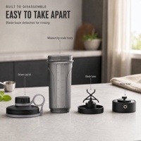 Batteur Électrique Démontable USB avec Large Ouverture, Bouteille Mixeur Shaker pour Boissons Protéinées