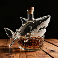 Petite bouteille de vin 320ml bouteilles de vin en verre drôle créatif forme de requin esprit whisky carafe