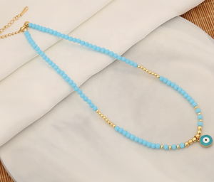 Estilo Retro bohemio creativo Ojo del diablo con cuentas de cristal de acero inoxidable Chapado en Pvd 18K oro con cuentas collar de moda hecho a mano - Product Image 6