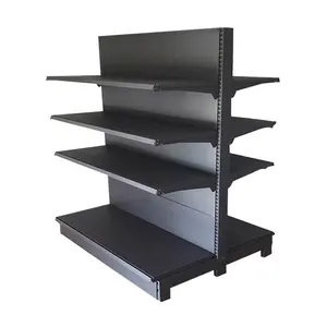 Backboard Style Column Black Metal Store Super Market Supermarket Display Shelf For Sale
