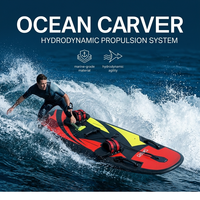 Planche de surf électrique LowMoq Jet Board Flame Stripe Scarlet Obsidian avec double sangle de pied, vitesse maximale de 65 km/h, scooter aquatique