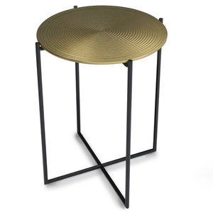 Arden Modern <b>Round</b> Metal Coffee <b>Table</b> With <b>Gold</b> Top And Black Frame Contemporary Living Room Furniture - Product Image 1