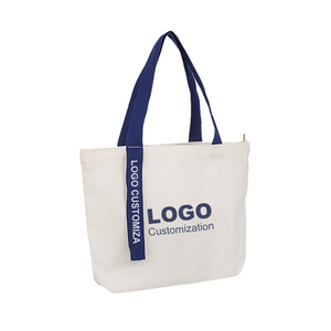 Bán buôn tái sử dụng trống đơn giản biểu tượng tùy chỉnh bông vải mua sắm Túi tote với Ribbon - Product Image 2