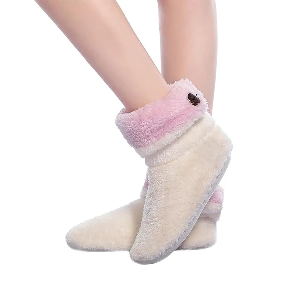 Women's Fluffy Sleeper Booties Slippers Indoor Spring-Autumn Soft Warm Cozy Fuzzy Soft Fleece Lined Thick Non Slip Slipper Socks