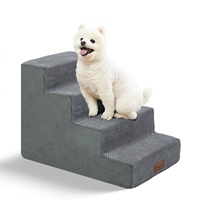 Escalier de luxe pour animaux de compagnie, marchepieds pour petits chiens seniors, rampe antidérapante, marchepieds pour accéder aux lits et canapés, en polyester amovible et lavable