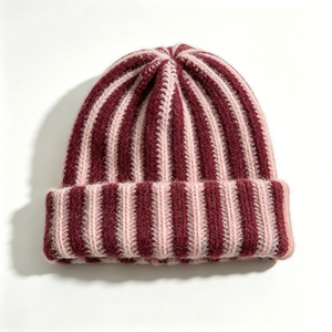 Gorro Unisex de Punto Acanalado a Rayas, Suave, Cálido y Afelpado, con Borde, para Invierno, 100% Acrílico, Gorro ACE, para Uso Diario al Aire Libre - Product Image 3