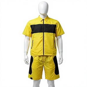 Ensemble de survêtement décontracté pour homme en molleton léger, respirant, en nylon, à séchage rapide, style streetwear, 2 pièces, short - Product Image 1