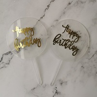 Décoration de gâteau en acrylique, pas cher, rond en forme de cœur, étoile, joyeux anniversaire