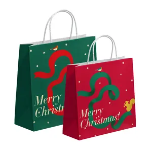 Бумажные пакеты Lipack с принтом на заказ, рождественские праздничные роскошные подарочные крафт-бумажные пакеты для подарочной упаковки