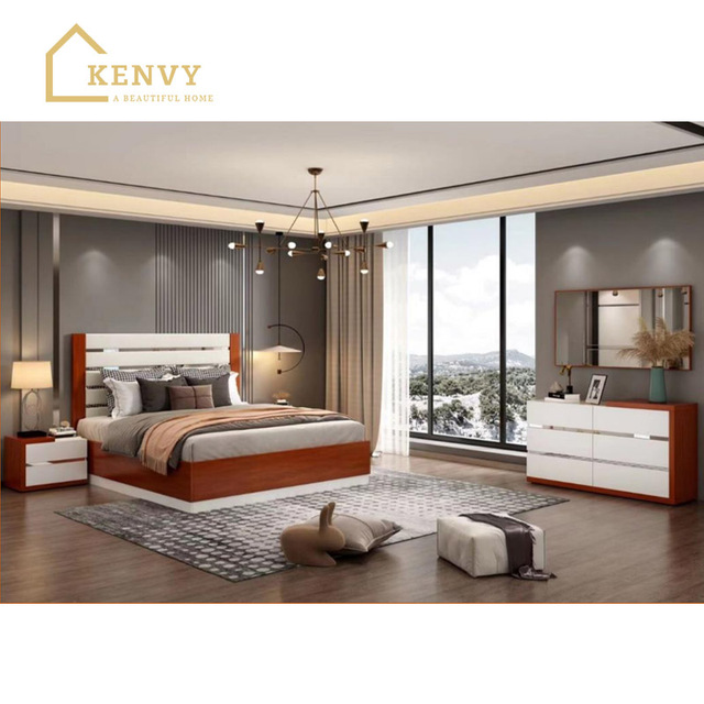 Modern Turkey Designs White Queen Double Bed Room Set Modern Style King Size Lit Complete Luxury Full Bedroom Furniture Set