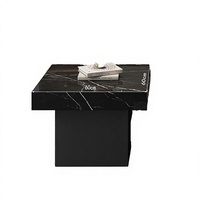 Table basse carrée en marbre BANTO, design moderne minimaliste de luxe léger, cadre en bois haut de gamme BTCT007, garantie 1 an pour le salon