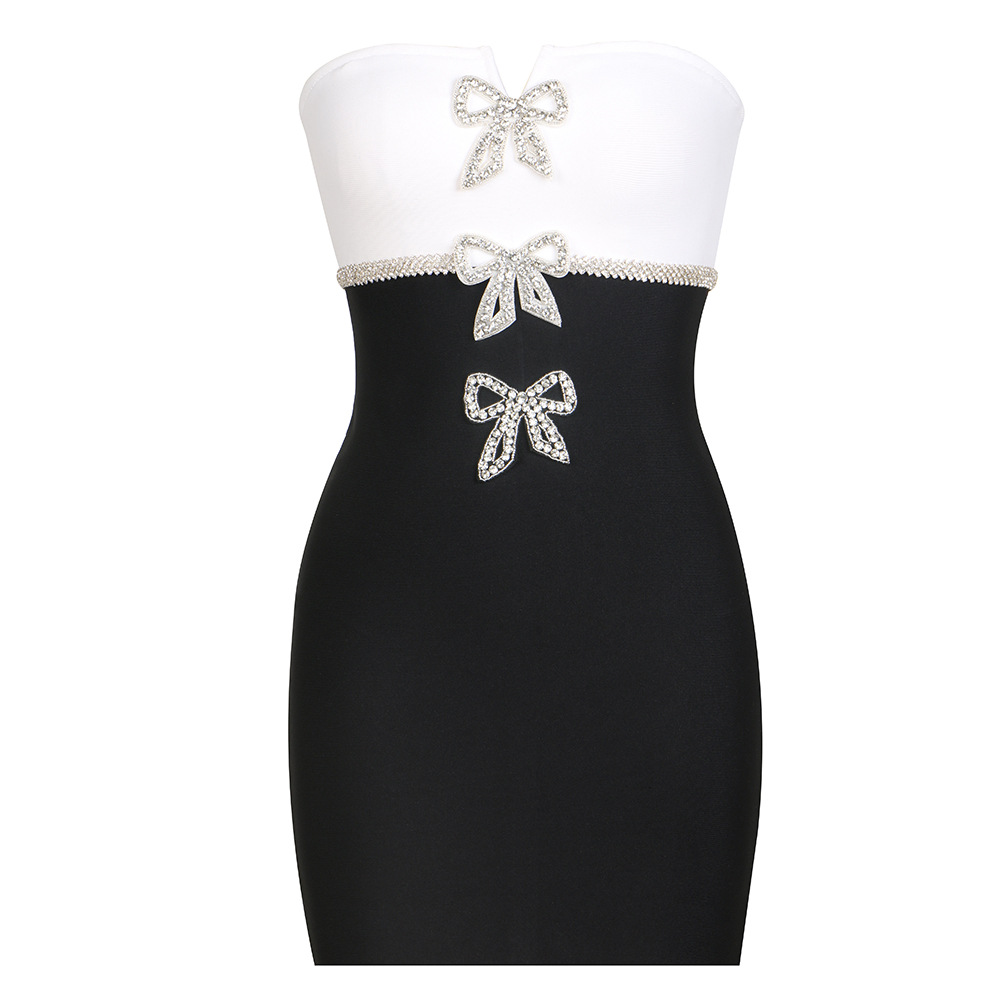 Black Mini Dress with Diamond Straps - Elegant & Sexy Black Mini Dress with Diamond Straps - Elegant & Sexy