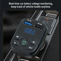 Chargeur de voiture double USB F56 4.8A, émetteur-récepteur FM Bluetooth 5.0, appels mains libres, charge rapide, adaptateur de chargeur de téléphone pour voiture