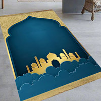 Tapis de prière musulman personnalisé 60*90CM, taille et design personnalisés, tapis de prière islamique noir et or avec pompon, tapis de prière avec logo