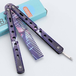 Хит продаж, 3D цветной неразрезанный нож-бабочка, складной металлический короткий гребень для практики, игрушечный нож, металлические изделия - Product Image 4