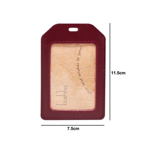 Boshiho Genuine Leather Lanyard <b>Holder</b> Business Card Horizontal School Security Badge <b>Holder</b> with Lanyard - Product Image 2