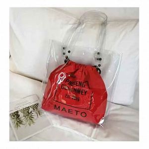 Sac de plage coréen tendance pour femme, à porter à la main ou en bandoulière, sac mère-enfant transparent en gelée, nouveau style estival - Product Image 5