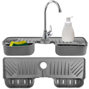 Alfombrilla de Silicona Gris para Cocina, Multifuncional, con Ventosa para Grifo, Bandeja de Almacenamiento y Drenaje - Product Image 1