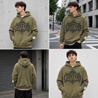 Sweat à capuche personnalisé avec logo, style gothique, effet usé, en coton épais, coupe oversize, streetwear pour hommes, vente en gros, haute qualité