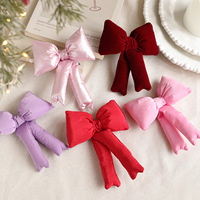 Weihnachtliche Dekorative Matte Samt-Metallic-Folienstoff-Schleifen Mini-Weihnachtsbaum-Schleifen Hängende Kleine Weihnachtsschleifen