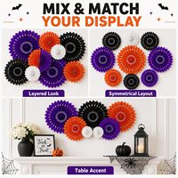 Guirlande de ventilateurs ronds en papier nid d'abeille pour Halloween, décoration de fête, d'anniversaire, de mariage ou de baby shower