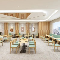 Meubles de restauration rapide Restaurant bois cuir canapé Table chaises ensemble Re café Table basse ensemble dans un restaurant