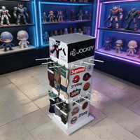Présentoir en carton ondulé moderne à quatre faces pour magasin de détail, présentoir de vêtements et de chaussettes, présentoir de stand avec panneau perforé, personnalisable